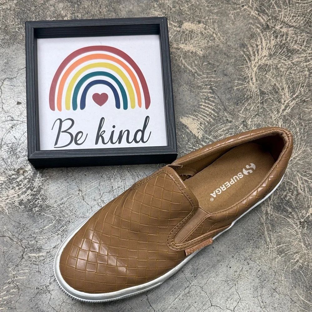 * Superga Brown Woven Slip-On Loafers